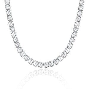 Cubic Zirconia Tennis Necklace for Women Silver Chain Choker Fashion Jewelry